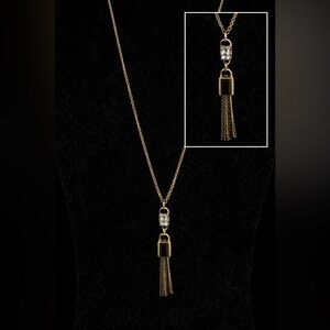 Gold Tone Tassel Pendant necklace – Long Chain